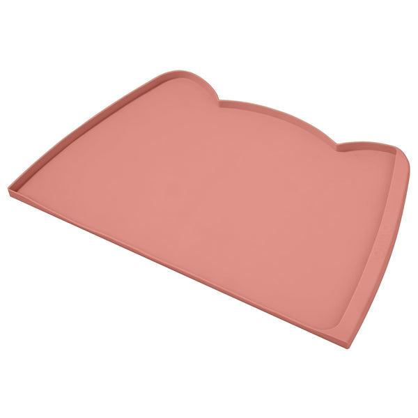 OHMO Dog Food Mat(Erythrinus, 24 * 15'') w/Residue Collection Pocket Silicone Pet Feeding Mat for Floor High Edges Anti Spills Waterproof Cat Water Bowl Tray, Easy Clean Placemat 24x15" Erythrinus