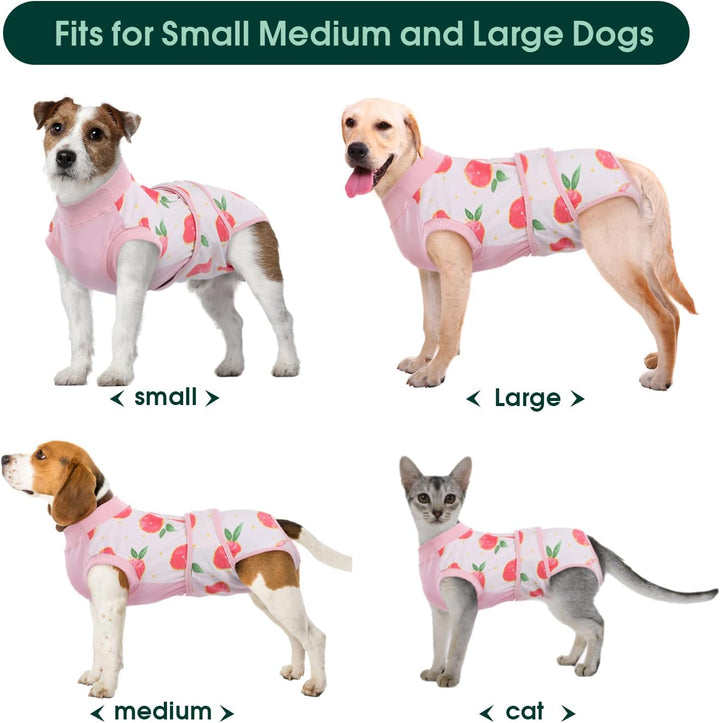 Dog Recovery Suit Female, Dog Onesie for Surgery, Female Spay and Male Neuter Onesie for Post-Op Care, Prevent Licking Puppy Onesies, Pink L