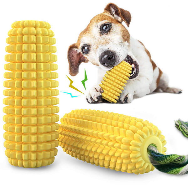 Carllg Dog Chew Toys for Aggressive Chewers, Indestructible Tough Durable Squeaky Interactive Dog Toys, Puppy Teeth Chew Corn Stick Toy for Small Meduium Large Breed 5.8" squeak corn stick