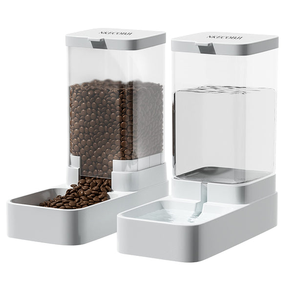 Gravity Pet Feeder and Water Dispenser Set, Automatic Dog Feeder and Dog Water Dispenser for Dogs Cats Pets Animals Large Capacity(3.8L) Water Feeder&Food Feeder