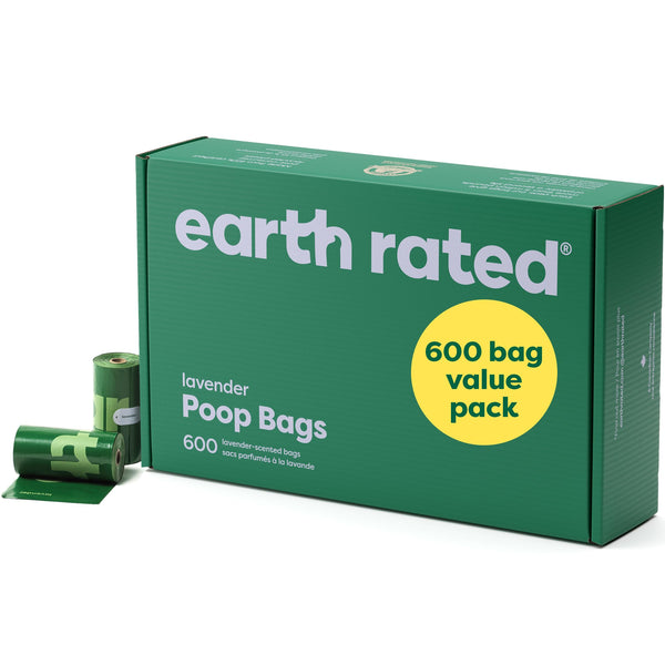 Earth Rated Dog Poop Bags Value Pack, Leak-Proof and Extra-Thick Pet Waste Bags for Big and Small Dogs, Refill Rolls, Lavender Scented, 600 Count 600 Bags