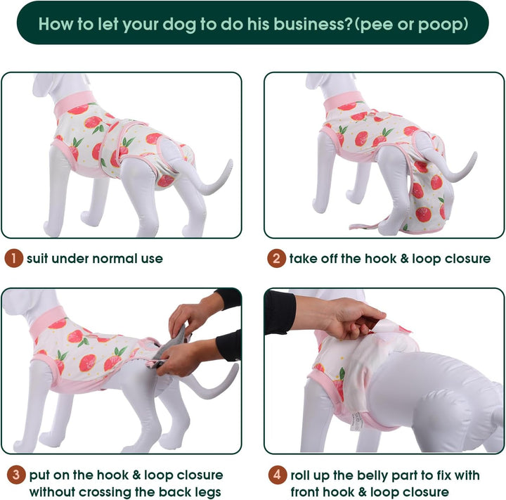 Dog Recovery Suit Female, Dog Onesie for Surgery, Female Spay and Male Neuter Onesie for Post-Op Care, Prevent Licking Puppy Onesies, Pink L